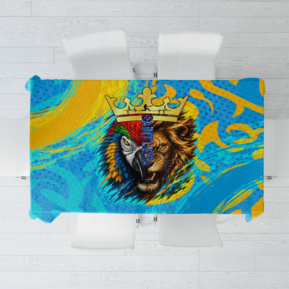 Saint Lucia Kings Cricket Tablecloth Crowned Lion And Parrot Half Style