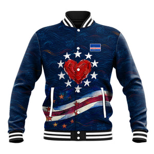 Cape Verde World Football 2026 Baseball Jacket Blue Sharks Won Our Hearts - Oil Paint Style