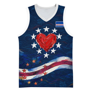 Cape Verde World Football 2026 Basketball Jersey Blue Sharks Won Our Hearts - Oil Paint Style