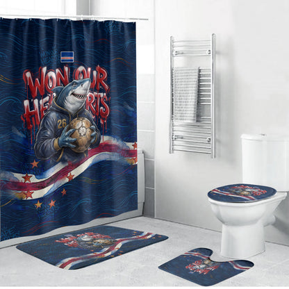 Cape Verde World Football 2026 Bathroom Set Blue Sharks Won Our Hearts - Oil Paint Style