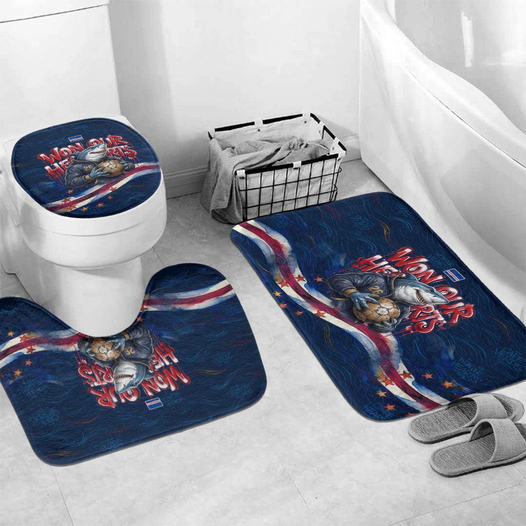 Cape Verde World Football 2026 Bathroom Set Blue Sharks Won Our Hearts - Oil Paint Style