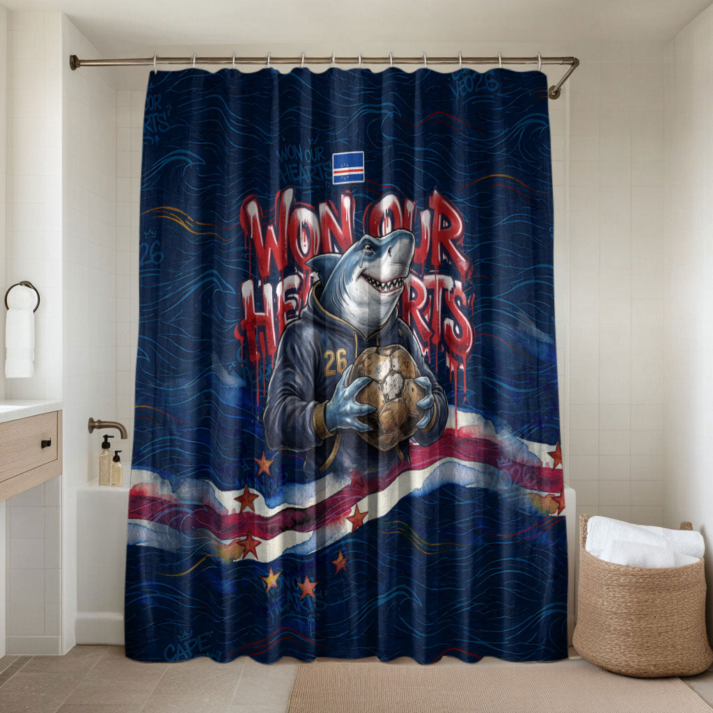 Cape Verde World Football 2026 Bathroom Set Blue Sharks Won Our Hearts - Oil Paint Style