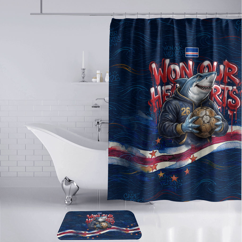 Cape Verde World Football 2026 Bathroom Set Blue Sharks Won Our Hearts - Oil Paint Style
