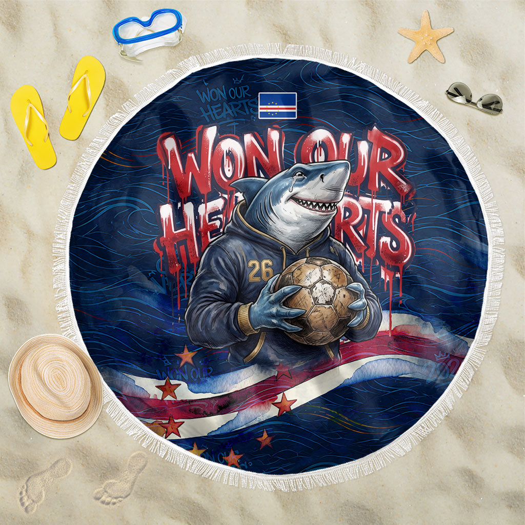 Cape Verde World Football 2026 Beach Blanket Blue Sharks Won Our Hearts - Oil Paint Style
