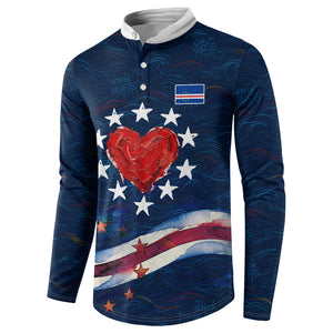Cape Verde World Football 2026 Button Sweatshirt Blue Sharks Won Our Hearts - Oil Paint Style