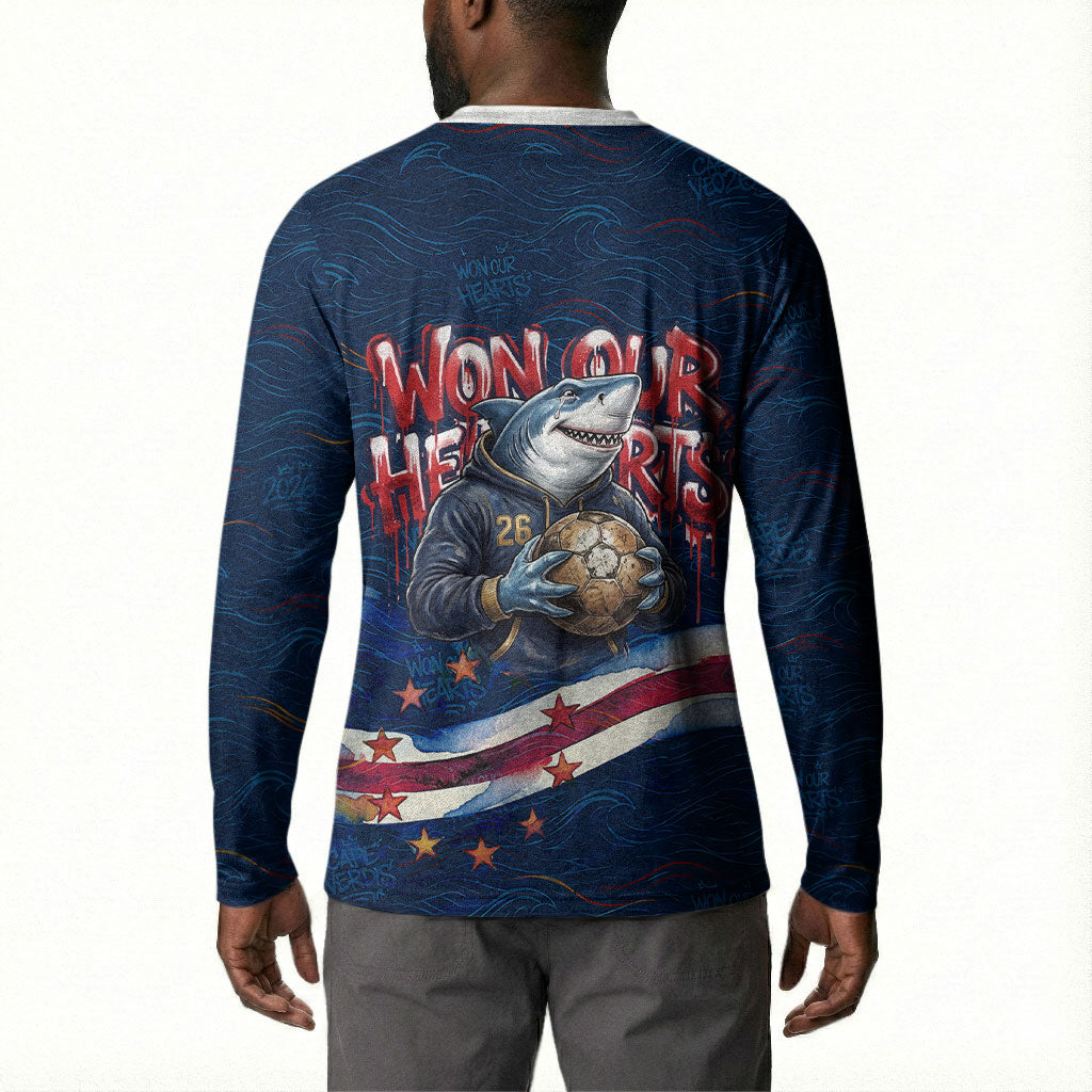 Cape Verde World Football 2026 Button Sweatshirt Blue Sharks Won Our Hearts - Oil Paint Style