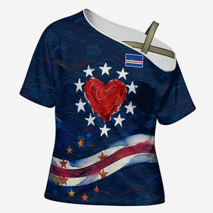 Cape Verde World Football 2026 Cross Shoulder Shirt Blue Sharks Won Our Hearts - Oil Paint Style