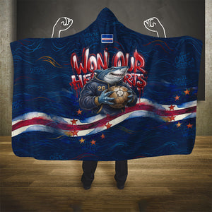 Cape Verde World Football 2026 Hooded Blanket Blue Sharks Won Our Hearts - Oil Paint Style