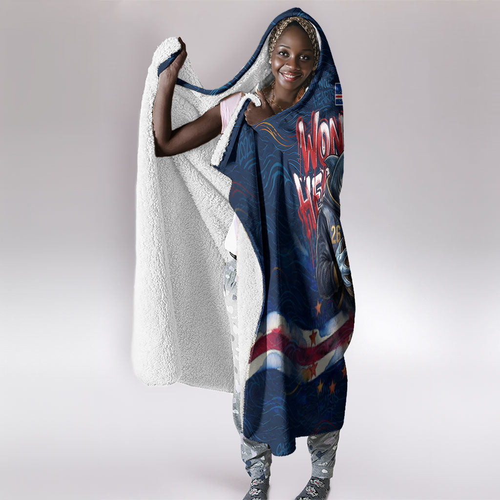 Cape Verde World Football 2026 Hooded Blanket Blue Sharks Won Our Hearts - Oil Paint Style