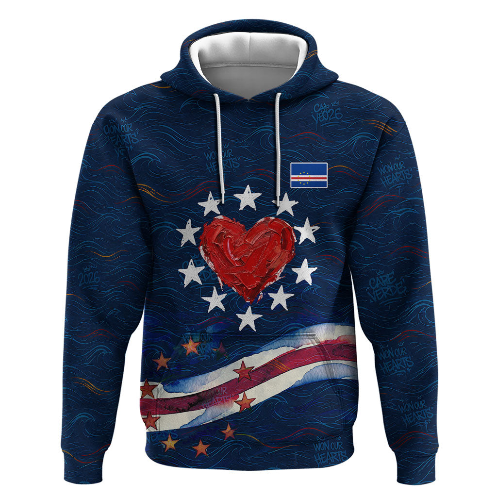 Cape Verde World Football 2026 Hoodie Blue Sharks Won Our Hearts - Oil Paint Style