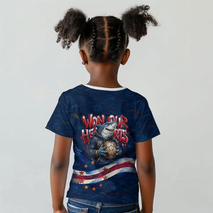 Cape Verde World Football 2026 Kid T shirt Blue Sharks Won Our Hearts - Oil Paint Style
