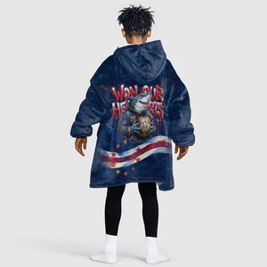 Cape Verde World Football 2026 Kid Wearable Blanket Hoodie Blue Sharks Won Our Hearts - Oil Paint Style