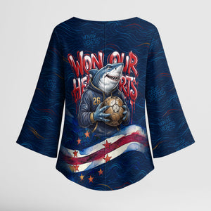 Cape Verde World Football 2026 Kimono Sleeve Blouse Blue Sharks Won Our Hearts - Oil Paint Style