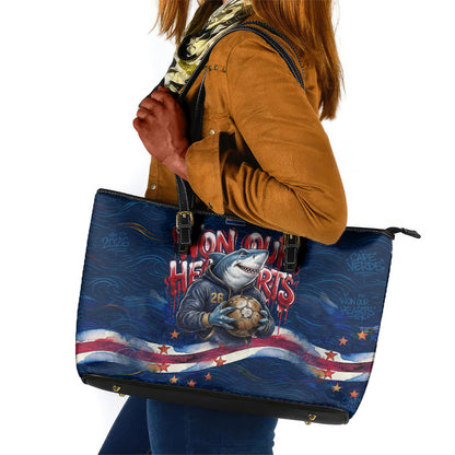 Cape Verde World Football 2026 Leather Tote Bag Blue Sharks Won Our Hearts - Oil Paint Style