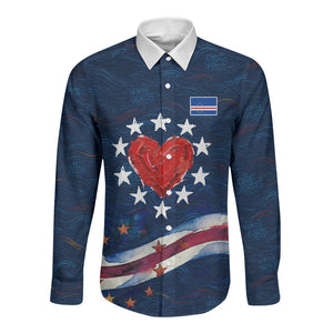 Cape Verde World Football 2026 Long Sleeve Button Shirt Blue Sharks Won Our Hearts - Oil Paint Style