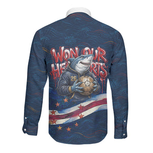 Cape Verde World Football 2026 Long Sleeve Button Shirt Blue Sharks Won Our Hearts - Oil Paint Style
