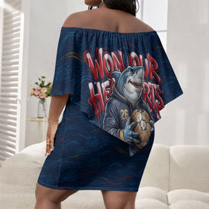 Cape Verde World Football 2026 Off Shoulder Short Dress Blue Sharks Won Our Hearts - Oil Paint Style