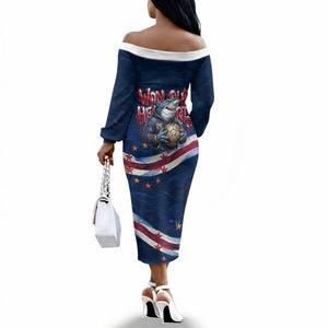Cape Verde World Football 2026 Off The Shoulder Long Sleeve Dress Blue Sharks Won Our Hearts - Oil Paint Style