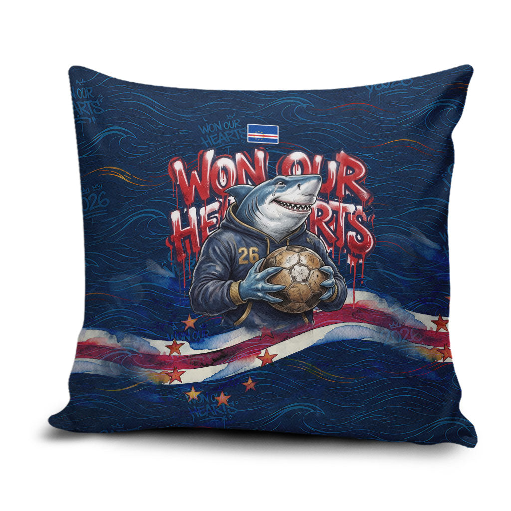Cape Verde World Football 2026 Pillow Cover Blue Sharks Won Our Hearts - Oil Paint Style