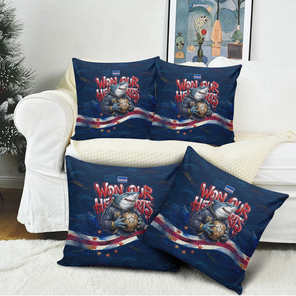 Cape Verde World Football 2026 Pillow Cover Blue Sharks Won Our Hearts - Oil Paint Style