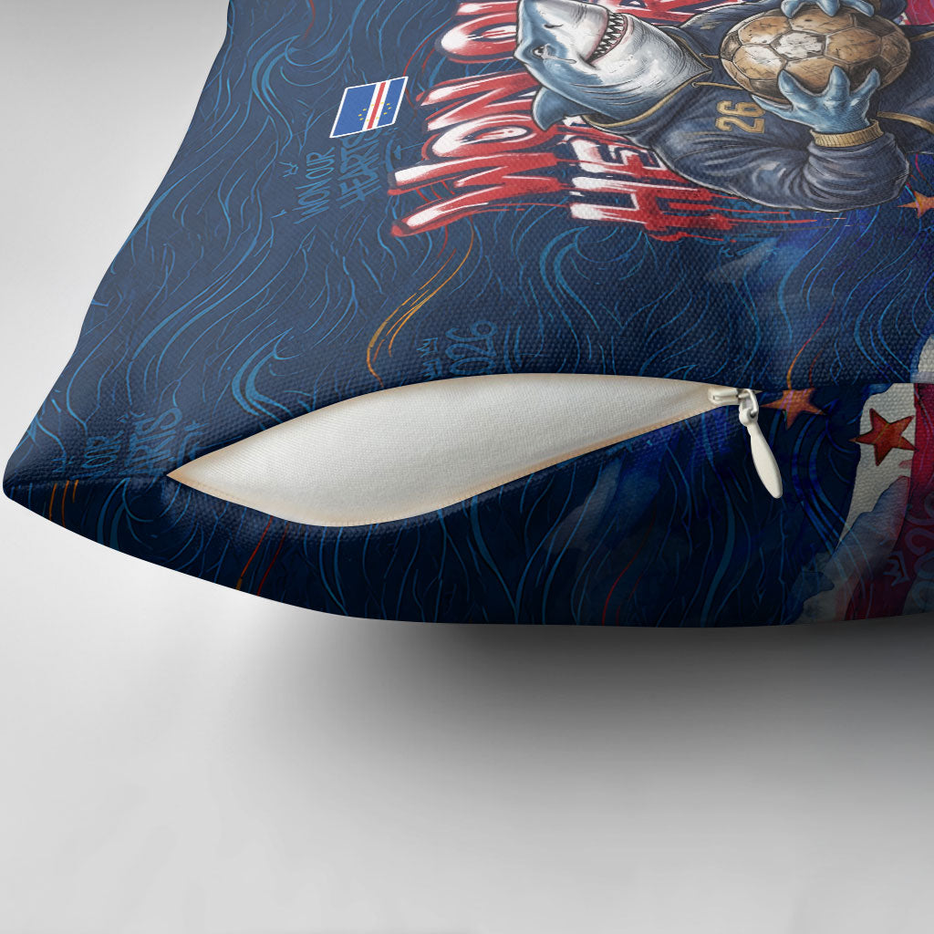 Cape Verde World Football 2026 Pillow Cover Blue Sharks Won Our Hearts - Oil Paint Style