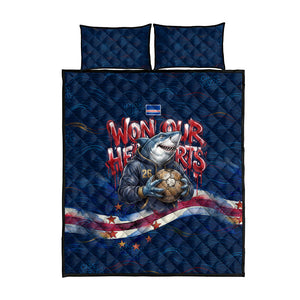 Cape Verde World Football 2026 Quilt Bed Set Blue Sharks Won Our Hearts - Oil Paint Style