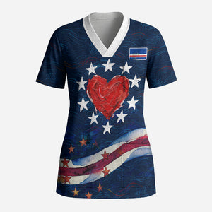 Cape Verde World Football 2026 Scrub Top Blue Sharks Won Our Hearts - Oil Paint Style