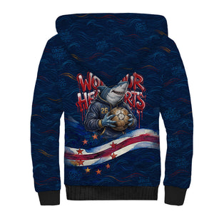 Cape Verde World Football 2026 Sherpa Hoodie Blue Sharks Won Our Hearts - Oil Paint Style