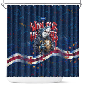 Cape Verde World Football 2026 Shower Curtain Blue Sharks Won Our Hearts - Oil Paint Style