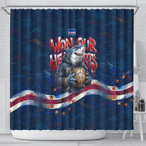 Cape Verde World Football 2026 Shower Curtain Blue Sharks Won Our Hearts - Oil Paint Style