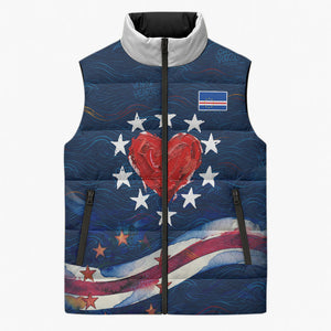 Cape Verde World Football 2026 Sleeveless Puffer Jacket Blue Sharks Won Our Hearts - Oil Paint Style