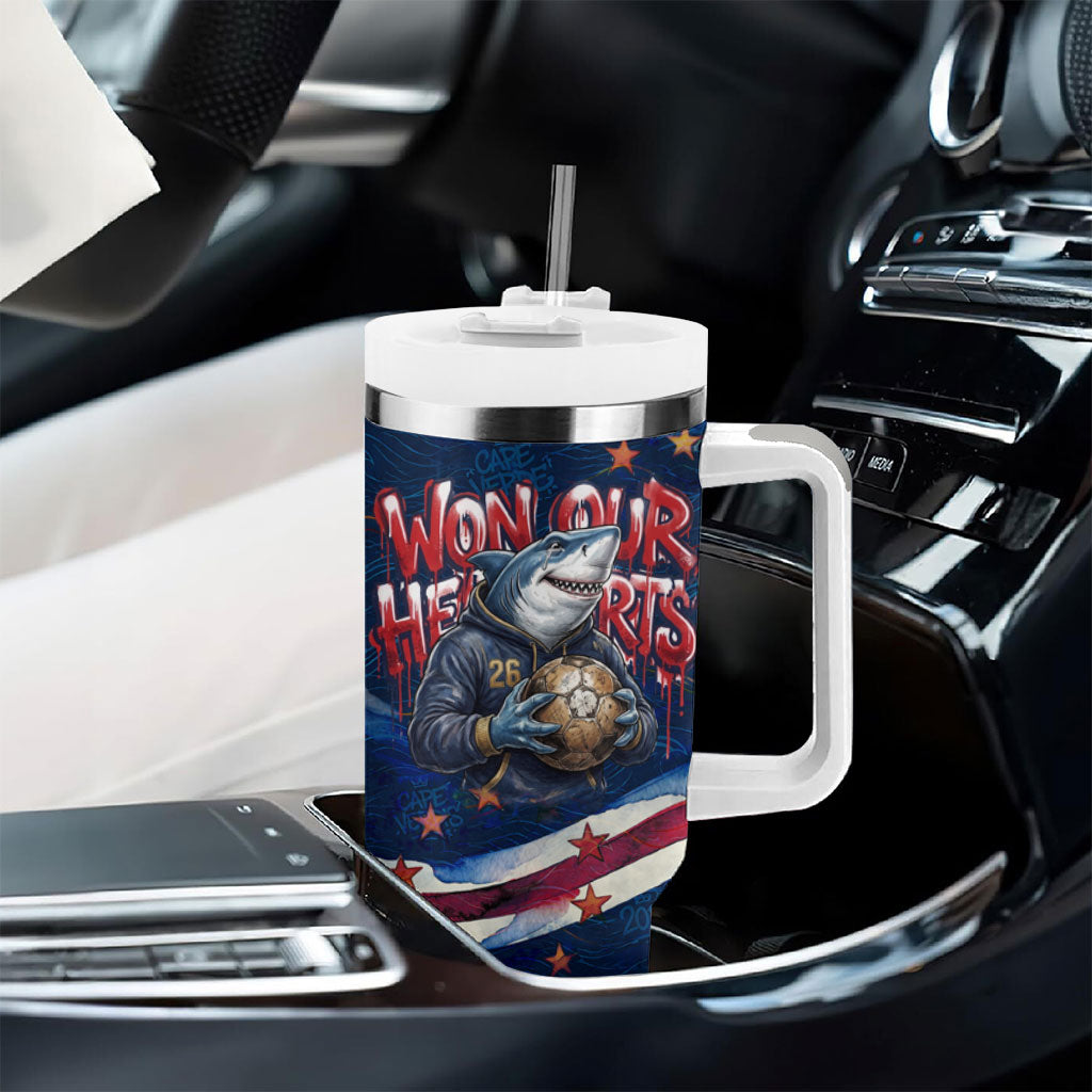 Cape Verde World Football 2026 Tumbler With Handle Blue Sharks Won Our Hearts - Oil Paint Style