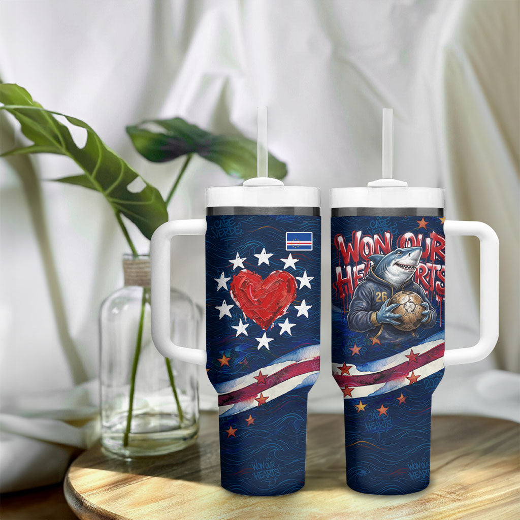 Cape Verde World Football 2026 Tumbler With Handle Blue Sharks Won Our Hearts - Oil Paint Style