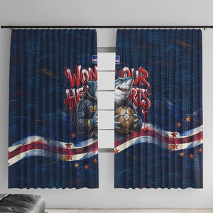 Cape Verde World Football 2026 Window Curtain Blue Sharks Won Our Hearts - Oil Paint Style