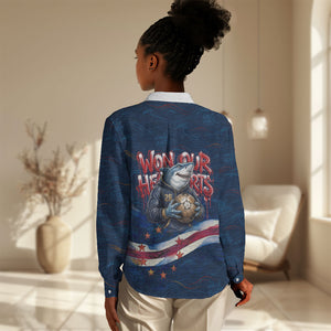 Cape Verde World Football 2026 Women Casual Shirt Blue Sharks Won Our Hearts - Oil Paint Style