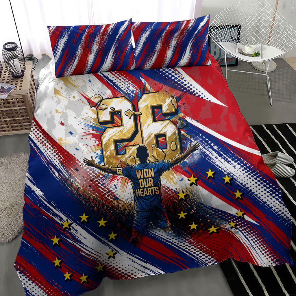 Cape Verde Football 2026 Bedding Set Won Our Hearts Blue Sharks Soccer Player