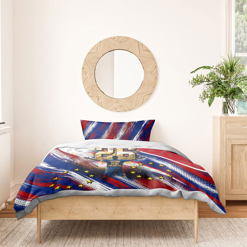Cape Verde Football 2026 Bedding Set Won Our Hearts Blue Sharks Soccer Player