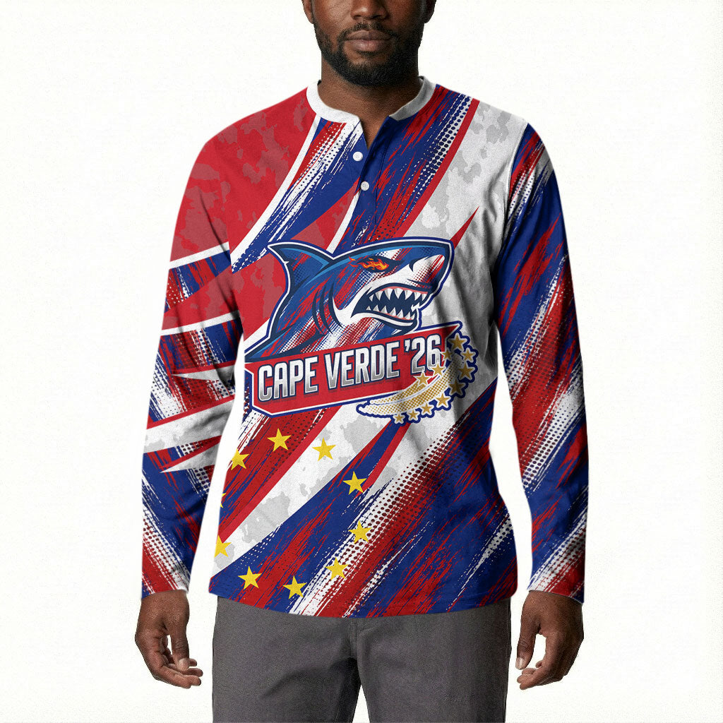 Cape Verde Football 2026 Button Sweatshirt Won Our Hearts Blue Sharks Soccer Player