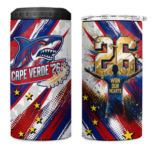 Cape Verde Football 2026 4 in 1 Can Cooler Tumbler Won Our Hearts Blue Sharks Soccer Player