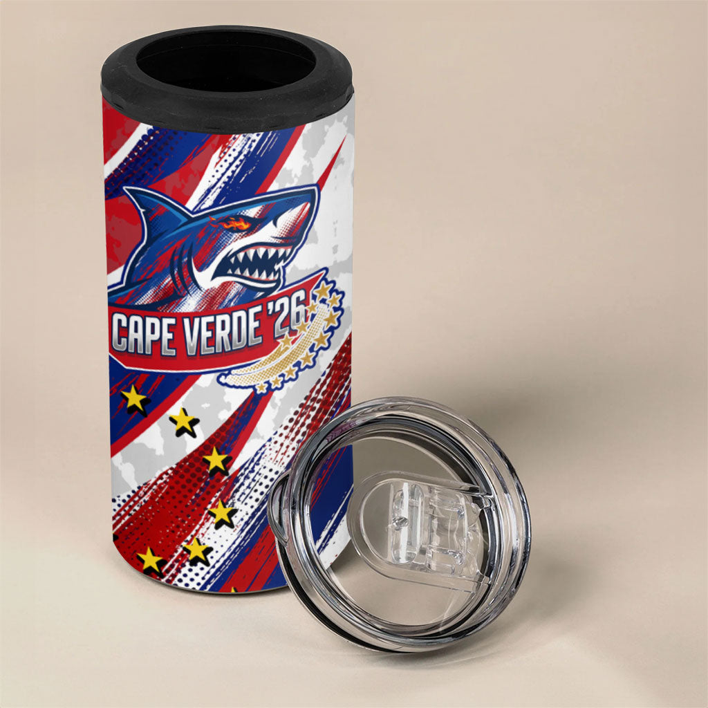Cape Verde Football 2026 4 in 1 Can Cooler Tumbler Won Our Hearts Blue Sharks Soccer Player