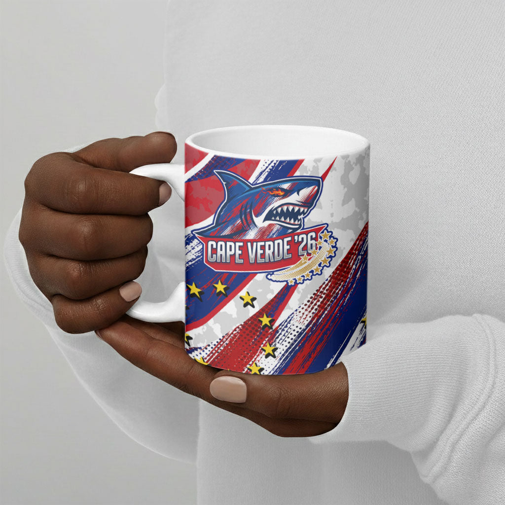 Cape Verde Football 2026 Ceramic Mug Won Our Hearts Blue Sharks Soccer Player