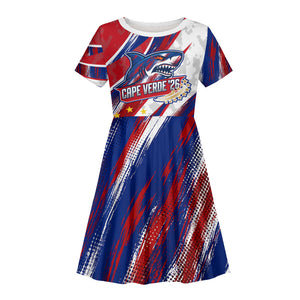 Cape Verde Football 2026 Kid Short Sleeve Dress Won Our Hearts Blue Sharks Soccer Player