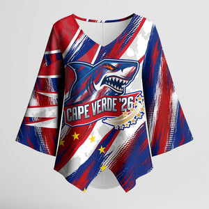 Cape Verde Football 2026 Kimono Sleeve Blouse Won Our Hearts Blue Sharks Soccer Player