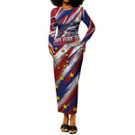 Cape Verde Football 2026 Long Sleeve Bodycon Dress Won Our Hearts Blue Sharks Soccer Player