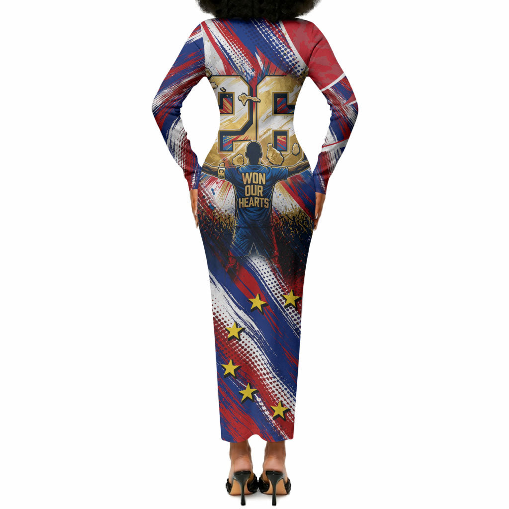 Cape Verde Football 2026 Long Sleeve Bodycon Dress Won Our Hearts Blue Sharks Soccer Player