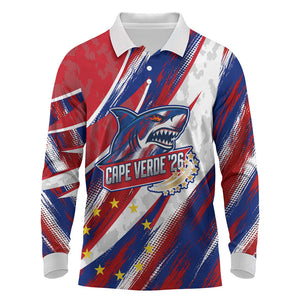 Cape Verde Football 2026 Long Sleeve Polo Shirt Won Our Hearts Blue Sharks Soccer Player