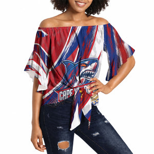 Cape Verde Football 2026 Off Shoulder Wrap Waist Top Won Our Hearts Blue Sharks Soccer Player