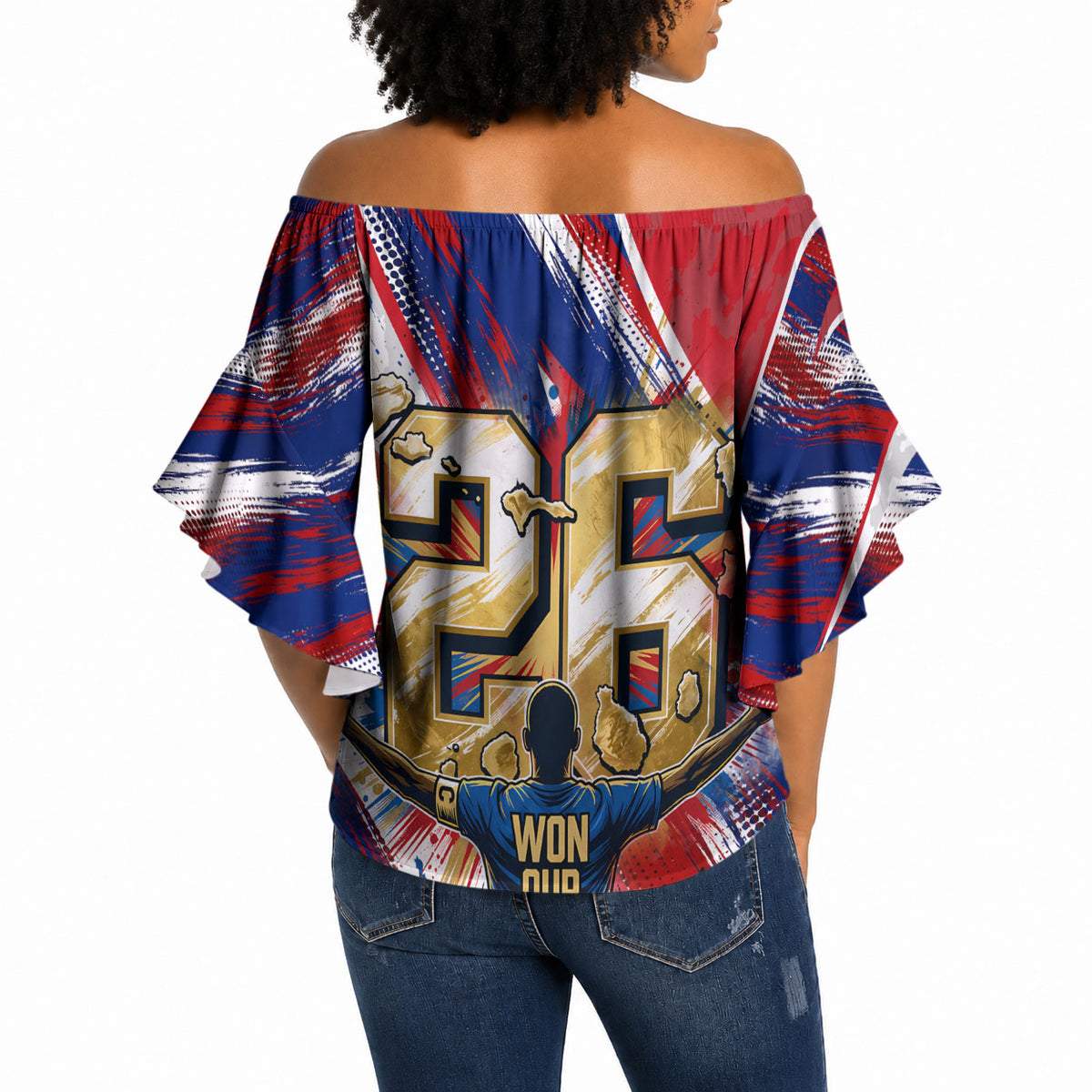 Cape Verde Football 2026 Off Shoulder Wrap Waist Top Won Our Hearts Blue Sharks Soccer Player