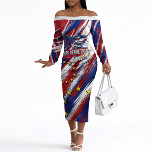 Cape Verde Football 2026 Off The Shoulder Long Sleeve Dress Won Our Hearts Blue Sharks Soccer Player