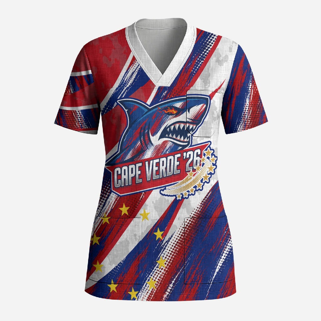 Cape Verde Football 2026 Scrub Top Won Our Hearts Blue Sharks Soccer Player